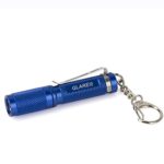 GLAREE E03 Keychain Blue Flashlight, CREE LED 150 Lumens Mini Torch AAA Battery EDC Pocket Penlight Portable Emergency Light