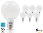 TORCHSTAR #Dimmable# G25 Globe LED Bulb, 7W (60W Equiv.), ENERGY STAR, 2700K Soft White for Pendant, Bathroom, Dressing Room Decorative Lighting, Damp Location Available, 3 YEARS WARRANTY, Pack of 6