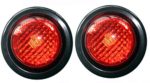 2 Red LED 2″ Round Clearance Side Marker Light Kits with Light and Grommet Truck Trailer RV