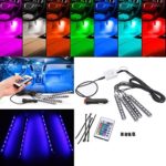 Ecosin® 4Pcs 9LED Remote Control Colorful RGB Car Interior Floor Decorative Lights Strip