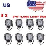 Primeprolight 8Pcs 4″ 27W Flood Square Waterproof LED Working Light 9pcs3W LED SUV Off road Boat Headlight Flood Driving Fog work Light