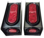 2 Steel Trailer Light Boxes w/6″ LED Oval Tail Lights & 2″ LED Red Round Side Lights -24013/24001/24004