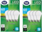 LED Light Bulbs 60 Watt Equivalent, 800 Lumens Soft White Non Dimmable (Pack of 8 Bulbs)