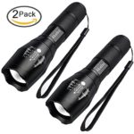 Akaho Tactical Flashlight, LED Handheld Flashlight Portable Outdoor Water Resistant Torch Ultra Bright with Adjustable Focus and 5 Light Modes(2 pack)