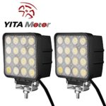 YITAMOTOR 2 PCS FLOOD 5″ inch 48W Square LED WORK LIGHT OFFROAD SUV 4WD Driving LAMP 12V 24V