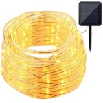 GDEALER Solar Rope Lights 49ft 150 LED IP65 Waterproof Copper Wire Outdoor String Lights Warm White – for Garden, Yard, Home, Path, Landscape Decoration
