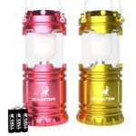 MalloMe LED Camping Lantern Flashlights For Backpacking & Camping Equipment Lights – Best Gift Ideas (6 AA Batteries Included), Pink & Yellow