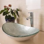 Eight24hours New Modern Bathroom Oval Glass Vessel Sink Bowls w/Chrome Faucet&Pop-up Drain