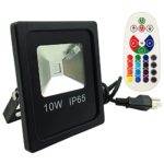 Floodoor RGB LED Flood Light,10W US 3 Prong Plug,New Remote Control,16 Colors 4 Models Switchable,Memory Function for Outdoor Lanscape Advertising Garden