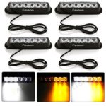 Favson 6 LED Strobe Lights for Trucks Cars Van with Super Bright White&Yellow Emergency Flasher(4 pcs)