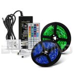 BlueWind 32.8Ft / 10M Non-WaterProof RGB5050 LED Strip Kit for Indoor Decoration Flexible SMD5050 300 LEDs with 44key IR Controller 12V 5A Power Adapter