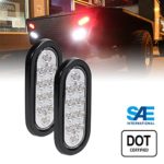 2pc OLS 6″ Oval WHITE LED Trailer Tail Lights – Reverse Back up Trailer Lights for RV Trucks JEEP (DOT Certified, Grommet & Plug Included)