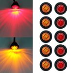 ” Purishion 10x 3/4″” Round LED Clearence Light Front Rear Side Marker Indicators Light for Truck Car Bus Trailer Van Caravan Boat, Taillight Brake Stop Lamp 12V (5 Amber+5 Red)