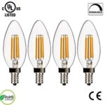 SUPERNIGHT 4W Dimmable Filament Candelabra Clear LED Bulbs, 2700K Warm White, E12 Base C35 LED Candle Light Bulb, 40W Incandescent Replacement, 4 Pack