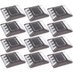 (12 Pack) White Commerical Aluminum Solar Road Stud Path Dock LED Light with Anchor