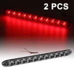 Partsam (2) 15″ Clear Lens/Red 11 LED Flange Mount Trailer Truck Stop Turn Tail Light Brake Warning Light ID Bar