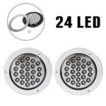 Partsam 2pc 4″ Round White 24 LED Truck Trailer light Reverse Backup Running Light+Chrome&Wire