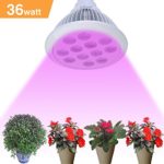 ieGeek LED Grow Lights for Indoor Plants 36W Full Spectrum Miracle Indoor Gardening Light, High Efficient Eco-friendly E27 Hydroponic Plant Grow Light Bulb for Greenhouse Organic Aquatic