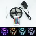 Led Light Strip Kit 16.4 ft 5M 3528 SMD RGB Color Changing Non-Waterproof Lights with 24 Mini KEY IR Remote Controller and Power Supply for Home Car Stage Party Decoration By Song-Wing