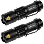 LuxPower Tactical V300 LED Flashlight [2 PACK] – 300 Lumens Best Mini CREE Handheld Light – Portable, Zoomable, Water & Shock Resistant – Ideal for Outdoors, Home, Emergency, or Gift-Giving