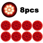 Partsam (8) Red 9 LED Light Trailer 2″ Round,Clearance Marker Light , w Reflector , Sleeper Light