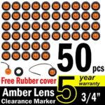 TMH 3/4-Inch Mount Amber LED Trailer Marker Lights, Pack of 50