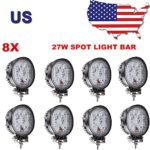 Primeprolight 8Pcs 4″ 27w Round spot Led work Light high Waterproof rate IP67 Super Bright Driving Light for ATV Jeep Wrangler 4×4 Rv Trailer Fishing Boat Tractor Truck