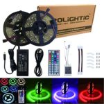 RoLightic Led Strip Lights Kit Waterproof SMD 5050 32.8 Ft (10M) 300LEDs RGB Light Strip with 44key IR Controller and 12V 5A Power Supply for Indoor Home Boats Kitchen Bedroom (Waterproof)