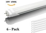 Meepo Ultra Bright T8 Shop Garage Home LED Tube Light 4ft 18W (40W equivalent) 2000Lm 6500K Cool White Simple Ballast Removal Installation Dual-Ended Power Frosted PC and AL, 6-pack