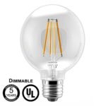 LED 4W G25 (4 Pack) Vanity Light Bulb UL listed Dimmable Clear 40 Watt Equivalent E26 base 400 lumen Warm White 2700K-3000K 120V 60 Hz Ra85