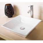 Bathroom White Square Porcelain Ceramic Vessel Sink Bowl&Chrome Faucet Combo