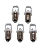 Miniature LED Light Bulbs, 3-24 Volt Mini Lamps, E10 Small LED Bulbs, WHITE Pack of 5, Lionel 1447