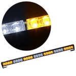 Rupse 31.5″ 28 LED Emergency Warning Traffic Advisor 7 Modes Vehicle Strobe Lights/Lightbars (White&Yellow)