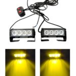 Yehard 4 LED Strobe Lights for Trucks Cars 12V Universal Amber Waterproof Emergency Light