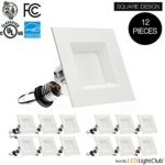 (12-Pack) 5000K (Day Light) – 4-inch LED Square Downlight LED Trim, 10W (60W Replacement), Recessed Light, Retrofit LED Recessed Lighting Fixture, Dimmable, Retrofit Kit Down Light, LED Ceiling Light