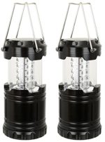 Everyday Essentials 2 Pack Ultra Bright LED Collapsible Water Resistant Camping Lantern Flashlights [NEWEST VERSION] (Black 2-Count)