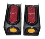2 Steel Trailer Light Boxes w/6″ LED Oval Tail Lights & 2″ LED Amber Round Side Lights -24013/24002/24004