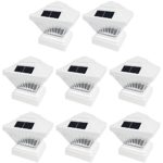 8 Pack White Outdoor Garden 4 x 4 Solar LED Post Deck Cap Square Fence Light Landscape Lamp Lawn PVC Vinyl Wood