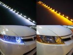 (2) iJDMTOY 20 inches 60-SMD White/Amber Switchback Side Glow R8 Style LED Strip Lights For Headlights or Daytime Running Lights