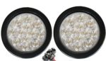 Pair of 2 LED 4″ Round Back-up Reverse Light Kits Include Grommet, Plug Clear Lens White Light Truck Trailer RV 25108C-WK