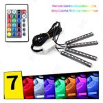 7 Color 9 LED Multi-color Car Interior Floor Decorative Atmosphere Lights Strip Waterproof Glow Neon Decoration Lamp with Wireless Remote Control and Car Charger (Wireless IR Remote Control)