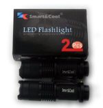 2X Smart&Cool New Mini 7W CREE LED Flashlight 300LM Torch Adjustable Focus Zoom Light Lamp Black