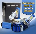 LED Import USA Cree Kit Headlight H4 (9003) Pure white 6000k 80w 7200LM 2 Yr Warranty