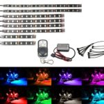 AMBOTHER 8Pcs Motorcycle LED Light Kit Strips Multi-Color Accent Glow Neon Lights Lamp Flexible with Remote Controller for Harley Davidson Honda Kawasaki Suzuki Ducati Polaris KTM BMW ( Pack of 8)