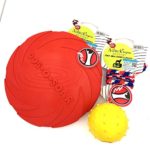 CECII Soft Safety Flying Discs Toys + Rubber Ball SET for Dogs / Pets , Pet Product Natural Non-toxic Rubber Material Pet Dog , Training , Exercise and Reward Toy (Color chosen randomly)