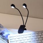 2 Dual Flexible Arms 4 LED Clip-on Light Lamp for Piano Music Stand Book OY