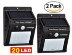 [Solnergy 20 LED Bright Solar Sensor Light, Outdoor Motion Lighting, Big Power Button, Security Motion Sensor Lamp Light, Auto On/Off, Patio, Yard, Garden, Driveway, Stairs, Pool Area (2 in Pack)