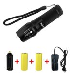 Super Bright CREE XML T6 LED Portable Zoom Tactical Flashlight Focus Adjustable Torch Outdoor Lamp with Battery and Charger