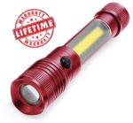 SAFE BRIGHT Magnetic CREE 3-in-1 LED Flashlight Lantern with Holster, Batteries and Box, Radiant Ruby Red