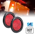 2pc OLS 4″ Round LED Trailer Tail Lights – RED Turn Stop Brake Trailer Lights for RV Jeep Trucks (DOT Certified, Grommet & Plug Included)